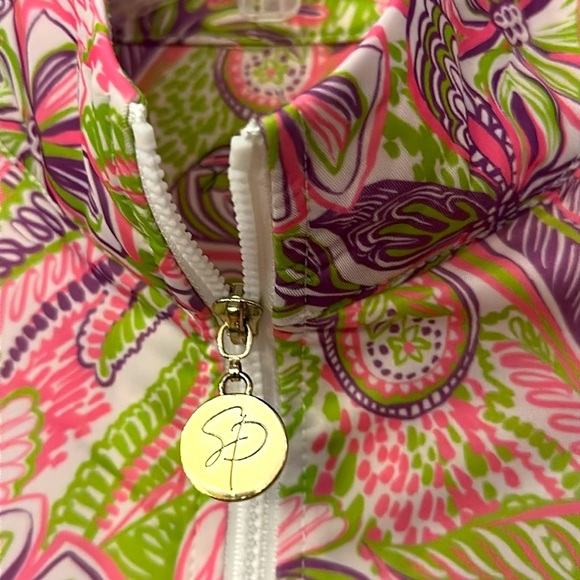 NWOT Stella Parker Golf Collection Floral Print Quarter Zip Pullover Mesh Sleeve - Picture 5 of 8